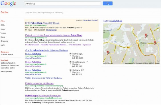 Hermes bei Google Places